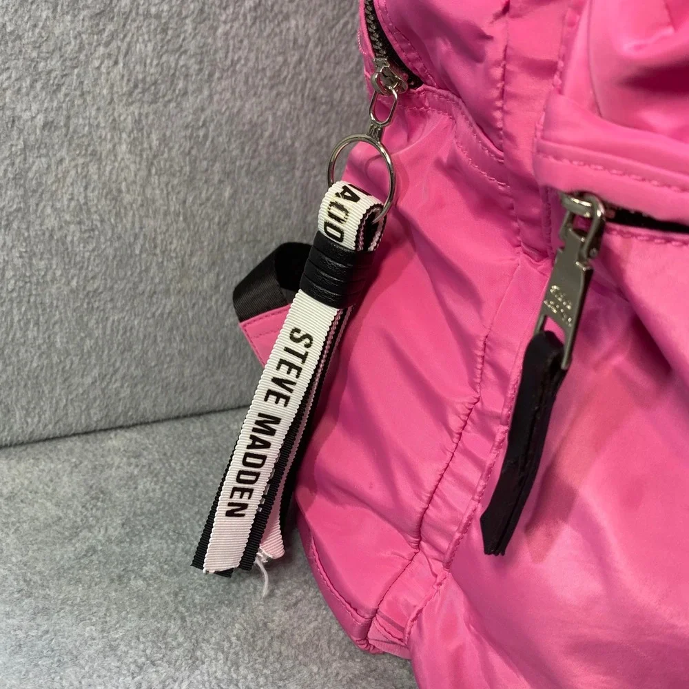Steve Madden Backpack Women's Medium Pink Nylon Lightweight Logo Flaw Fair